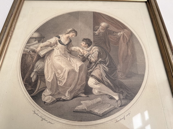 Image 1 of Antieke stippelgravure uit 1805 van Angelica Kauffman - Abelard & Eloisa