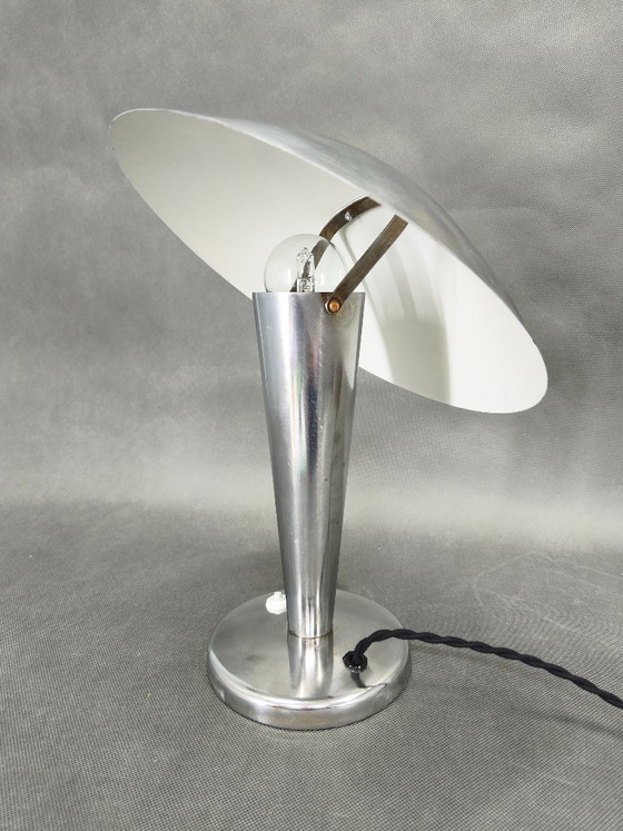 Image 1 of Bauhaus Chrome Table Lamp with Adjustable Shade, 1930s