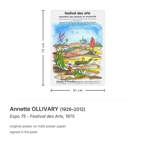 Affiche d'Annette OLLIVARY Expo 75 - Festival des Arts – Paper (photo 3 of 5)