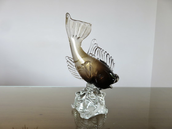 Image 1 of Fisch Murano Skulptur Flavio Poliert, Goldeinschluss, 60er Jahre