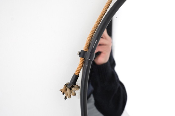 Image 1 of Vintage ronde stalen spiegel, Italië, jaren 70.