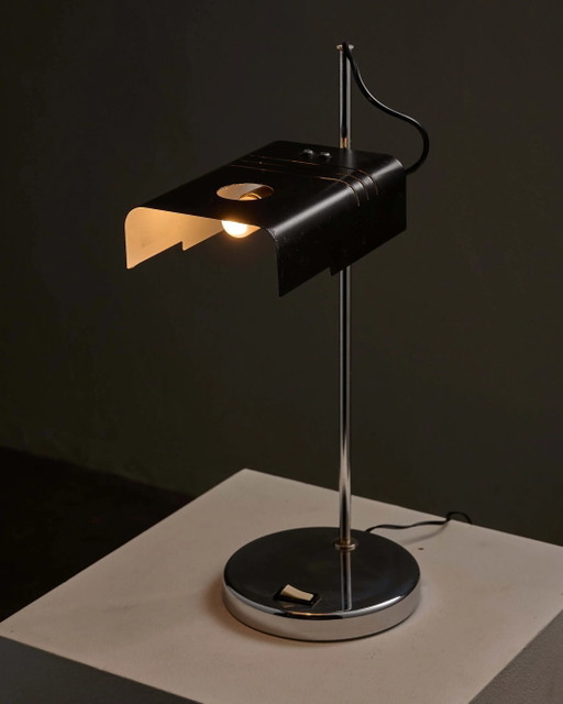 Verstelbare 'Spider' stijl bureaulamp in chroom en zwart