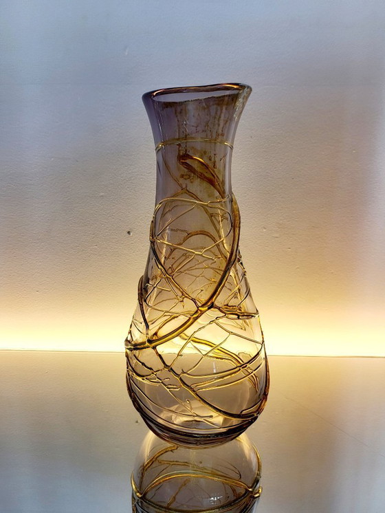Image 1 of Val saint lambert Studio Cristal Vase, Alfred collard, Reliefdekor, signiert Lüttich, 1990er Jahre