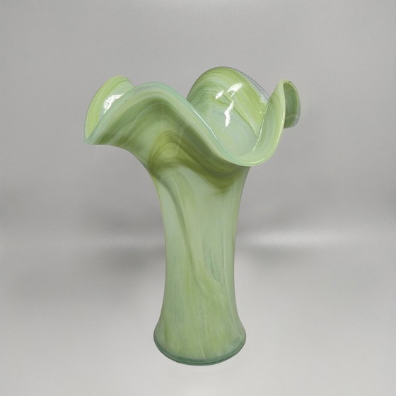 Image 1 of Vase vert étonnant des années 1960, signé Ca Dei Vetrai. Fabriqué en Italie.