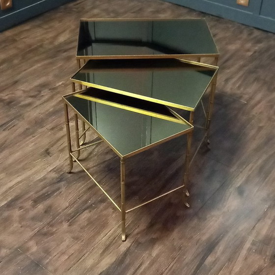 Mini set, Side tables, Bamboo look, Mid-Century by Maison Baguès – Glass (photo 3 of 10)