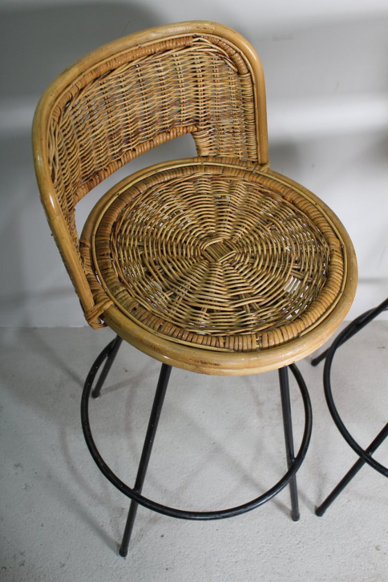 Image 1 of Sgabelli da bar vintage in rattan