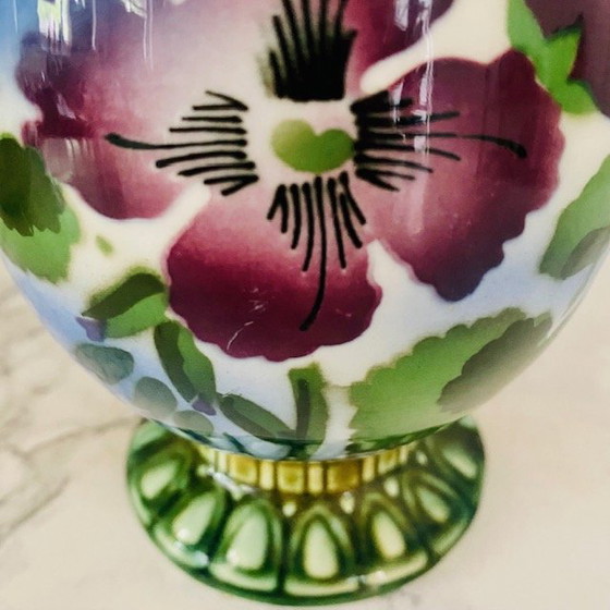 Image 1 of Artdeco Vase Jugendstil grüne Blumen 1920er Jahre