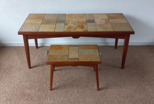 Vintage Design Couchtisch mit Beistelltisch - Midcentury