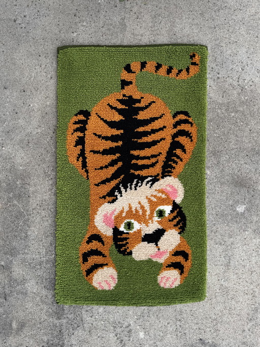 Tapis style Rya scandinave tigre années 70