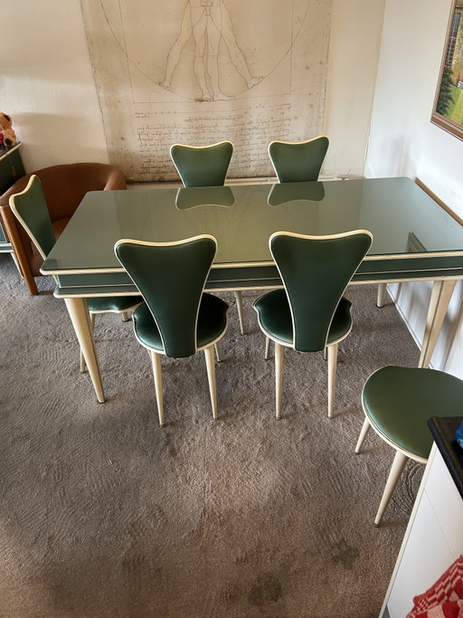 Juego de comedor de Umberto Mascagni, década de 1950. – eetkamerset, Glass, Metal