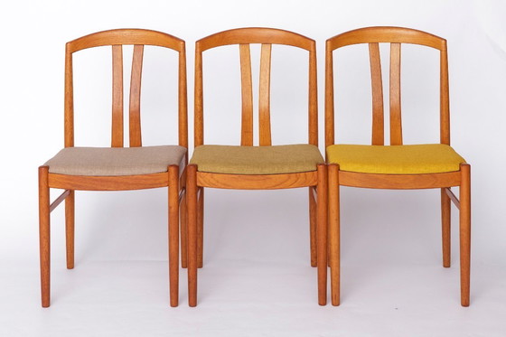 Image 1 of 6 of 12 Carl Ekström Chairs – Swedish Mid-Century Modern, Teak Dining Chairs, Newly Upholstered in Colorful Fabric, 1960s Vintag