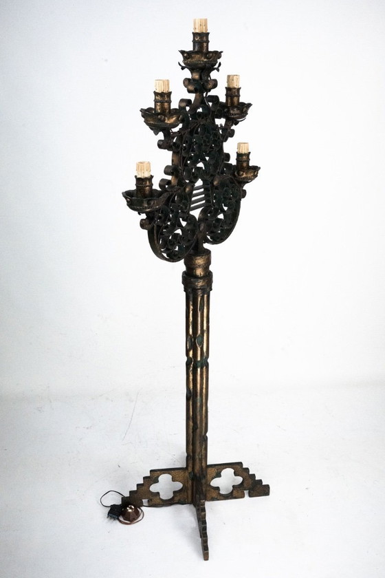 Image 1 of Zeldzame Italiaanse brutalistische vloerlamp van Longobard. Italië, jaren 70.