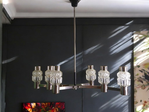Vintage Pendant Lamp 6 Chalices Incl. Wall Lamp 2 Chalices