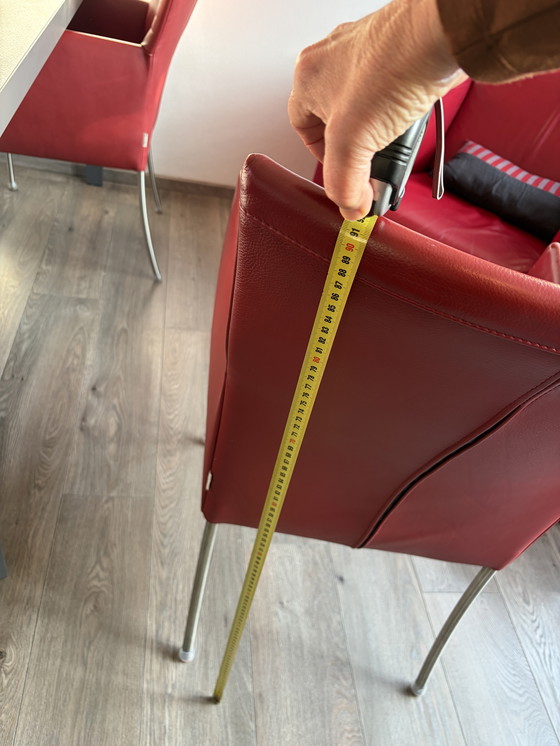 Image 1 of Rode leren eetkamer stoelen