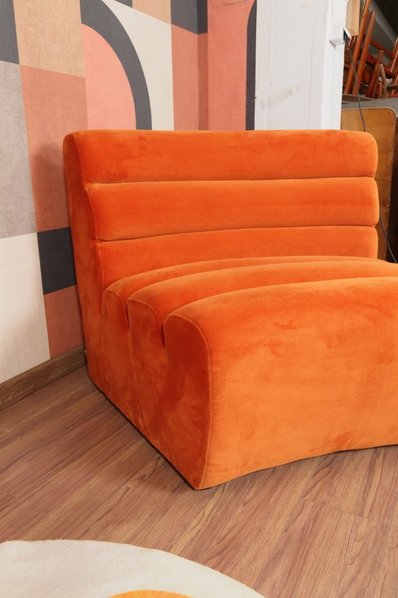 Image 1 of Sofá modular de 2 plazas en terciopelo naranja quemado