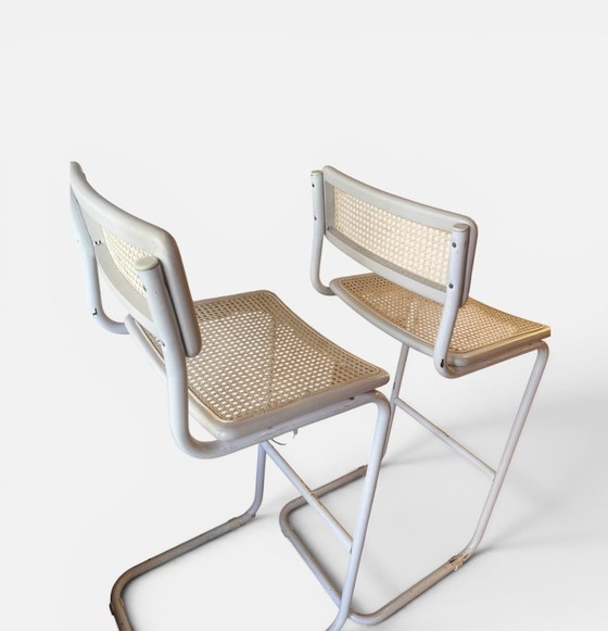 Image 1 of Tabourets de bar Cesca blancs, 1970s, set de 2