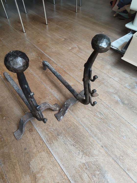 2 Morillos de Chimenea con Soportes para Asador – Objetos decorativos, Hierro (photo 2 of 5)