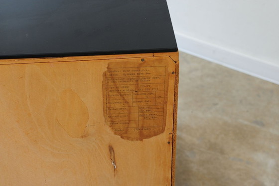 Image 1 of Mid Century Nightstands Ash Veneer & Black Glass František Mezulánik Nový Domov 1970s Czechoslovakia