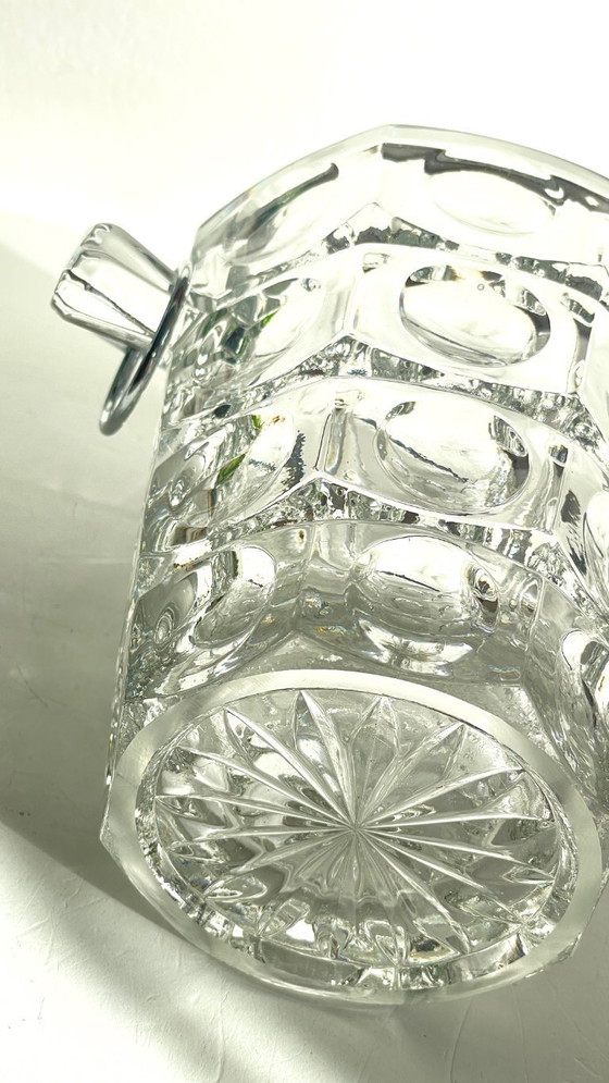 Image 1 of SEAU à Glace Cristal Ciselé et PINCE Vintage