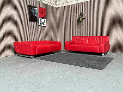 Ensemble Canapés Leolux B Flat Cuir Rouge 180x110 NETTOYÉ