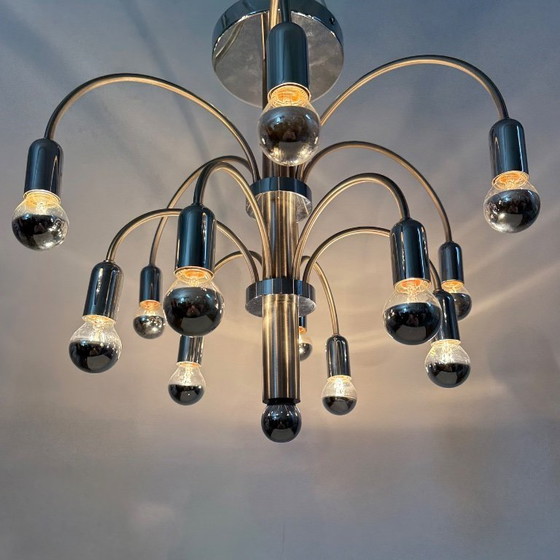 Image 1 of Lampada da soffitto vintage in ottone cromato di Sciolari, anni '70