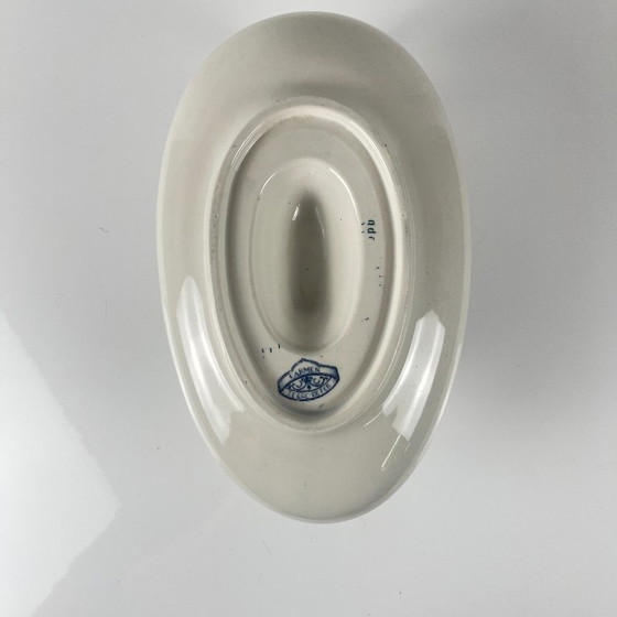 Image 1 of Ironstone gravy boat "Carmen", Sarreguemines, blue, 1875-1900