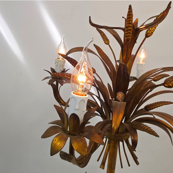 Image 1 of Lampada da terra Hans Kögl a forma di pannocchia anni '60, dorata, stile Coco Chanel metà secolo