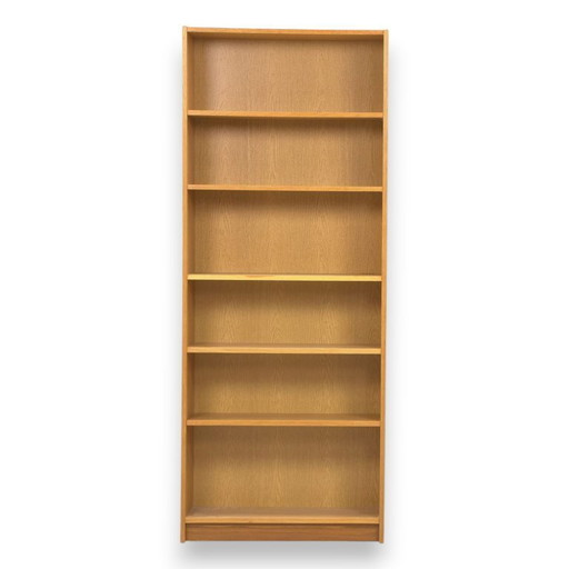 Bibliothèque vintage scandinave en chêne – 200 cm – 5 compartiments – XXe siècle