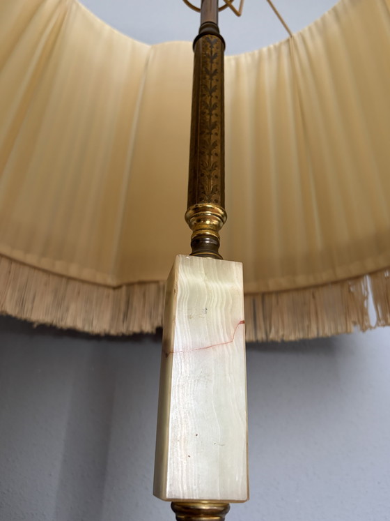 Lampada da Terra Vintage Onice Marmo Ottone Con Paralume – Lampade da terra, Marble, Textile (photo 7 of 11)