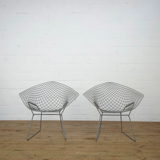 Image 1 of Setje van 2 Diamond stoelen van Harry Bertoia voor Knoll