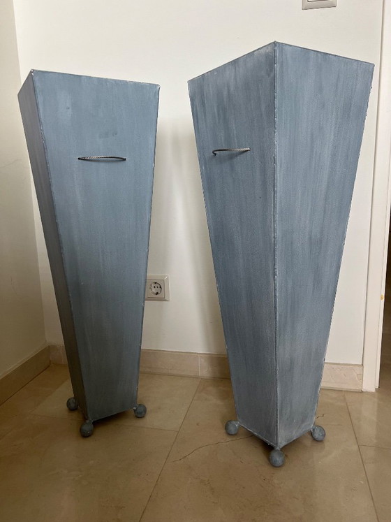 2 Vasi per piante in metallo H=78,5 cm, Blu (foto 2 di 6)