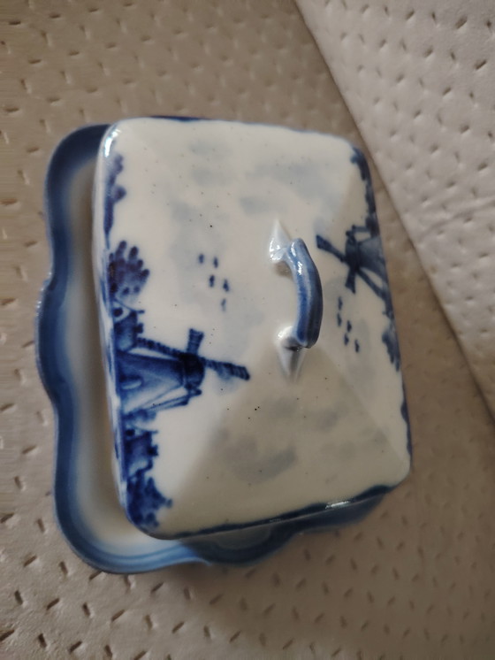 Image 1 of Burriera antica di Delft, blu, dipinta a mano, Olanda, Paesi Bassi, paesaggio