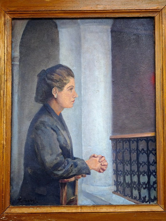 Image 1 of René Griboval – Oil painting, female profile portrait, ca. 1930–1940