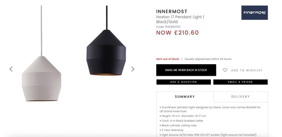 Image 1 of Lampada a sospensione Innermost Hoxton 17 nera/oro, nuova, sigillata, in scatola originale. Prezzo di listino: £210.
