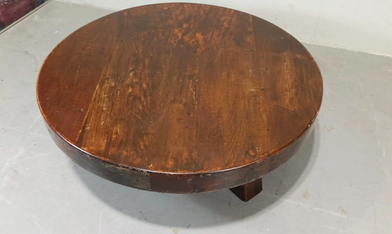 Image 1 of Vintage Wabi Sabi brutalist round coffee table 