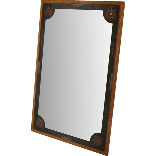 Miroir vintage en bois de rose par Ateljé Glas et Trä, Suède 1970