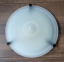 Plafonnier vintage Ikea, abat-jour conique en verre opalin, années 1990.