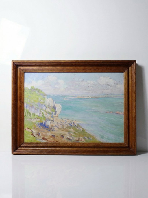 Große Meereslandschaft Klippen Öl auf gerahmter Platte Paul RUBEN (1882-1955)