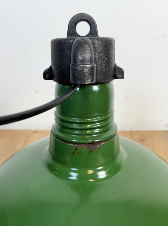 Image 1 of Industrial Green Enamel Factory Pendant Lamp, 1960s