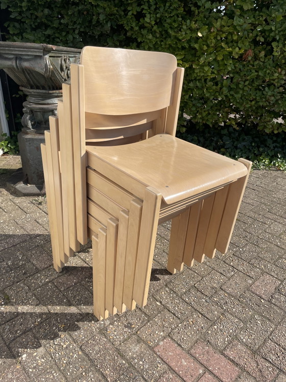 6 Casala Dining chairs from the 70s, white-grey stained – Wood (photo 6 of 11)