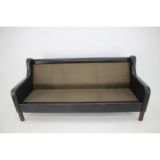 Image 1 of Vintage black leather 3-seater sofa, Denmark 1970