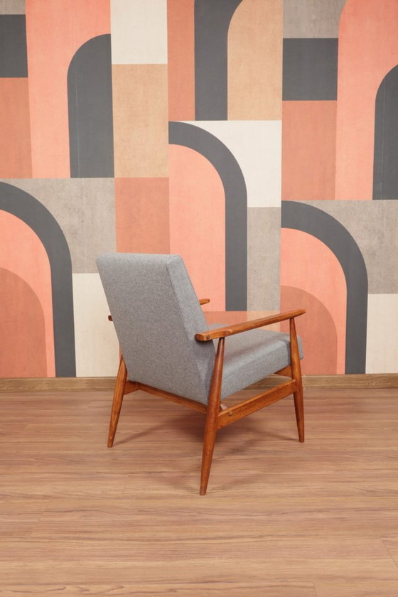 Image 1 of Fauteuil Lounge Vintage en Tissu de Laine Graphite Design Mid-Century, 1960