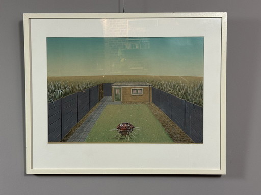 Réclamation (Début) par M. Bollen, technique mixte (aérographe et dessin), Europe occidentale, fin du XXe siècle.