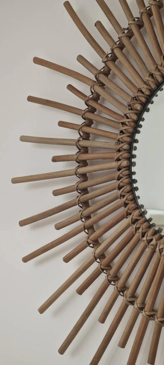 Rattan Sonnen Spiegel 1970 – Wicker, Vintage (photo 12 of 15)