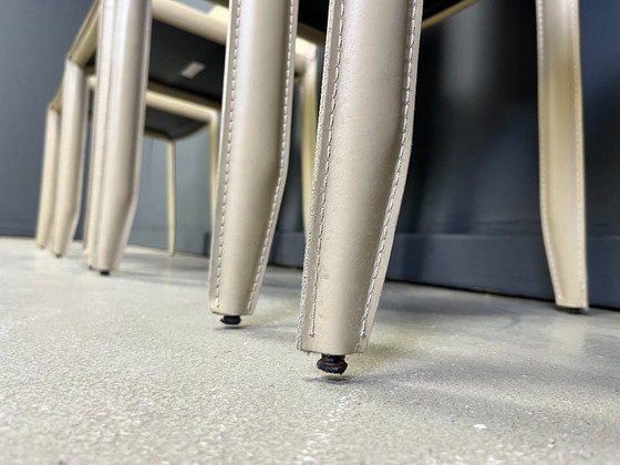 Image 1 of Sillas de comedor de piel beige de Cattelan Italia, juego de 4 - Años 80