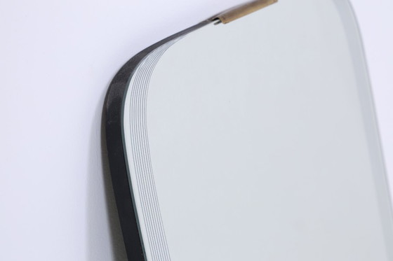 Image 1 of Vintage Miroir années 60 | Mid Century Suspendu Miroir Bois Rétro Incliné Vintage #06-04