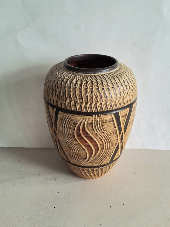 Image 1 of Vaso in terracotta vintage Sawa Keramik Germania tipo Sgraffito. Franz Schaderlapp 1960.