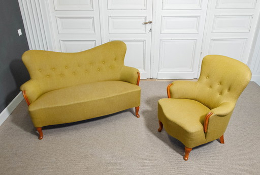 1940s Sofa and Lounge Chair Set