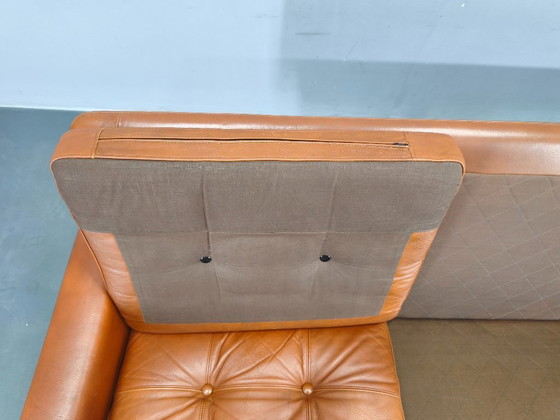 Image 1 of Canapé en cuir danois Svend Skipper, couleur cognac chromé, années 1960