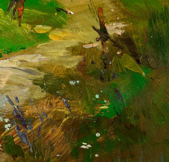Original Oil Painting Rural Landscape Village Life House On The Mountains – Paintings & Drawings, Mdf (photo 8 of 9)
